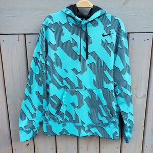 Nike Men's Therma-Fit KO Knockout Training Pullover Hoodie Sz M Teal & Black EUC